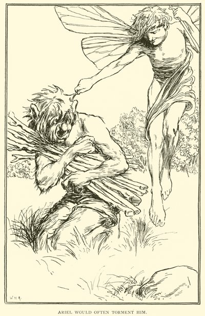 アリエルはしばしば彼を苦しめました 作： William Heath Robinson