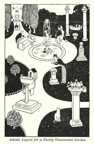 純然たる観賞用庭園の芸術的なレイアウト（リトグラフ 作： William Heath Robinson