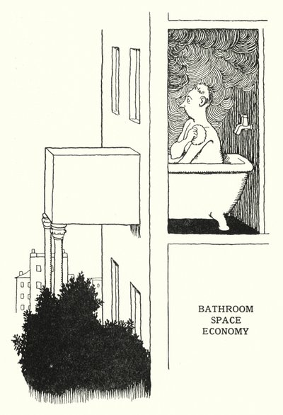 バスルーム スペース エコノミー（リトグラフ 作： William Heath Robinson