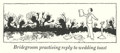 乾杯の返事を練習する花婿（リトグラフ 作： William Heath Robinson