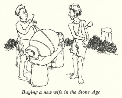 石器時代に新妻を買う（リトグラフ 作： William Heath Robinson