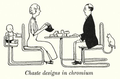 クロムで描かれたチェストのデザイン（リトグラフ 作： William Heath Robinson