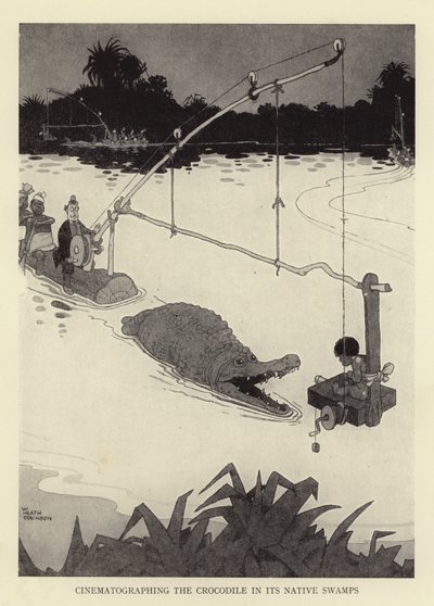 ワニを原生の沼で撮影 作： William Heath Robinson