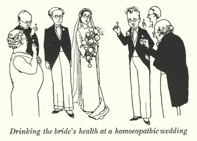 ホメオパシーの結婚式で新婦の健康を飲む（リトグラフ 作： William Heath Robinson