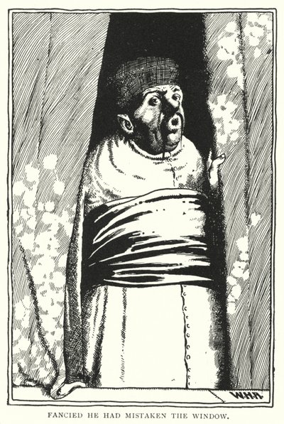 窓を間違えたのではないかと思った(エングレービング) 作： William Heath Robinson