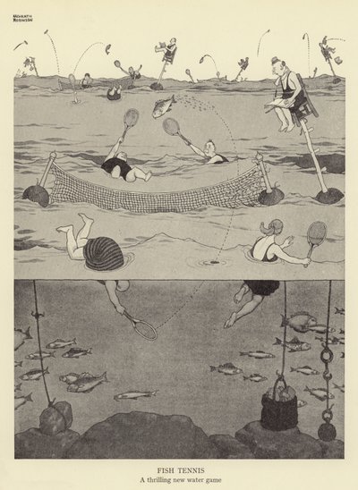 フィッシュテニス、スリル満点の新しいウォーターゲーム 作： William Heath Robinson