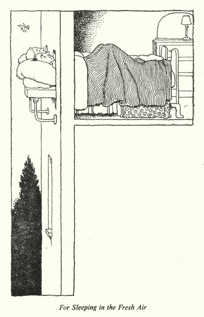 爽やかな空気の中で眠るために（リトグラフ 作： William Heath Robinson