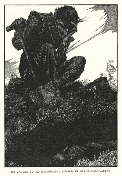 ブラック・ソワール・ヴァレーに名誉ある埋葬をした（リトグラフ 作： William Heath Robinson