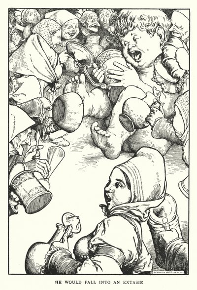 エクスタシー（リトグラフ）に陥ってしまう。 作： William Heath Robinson
