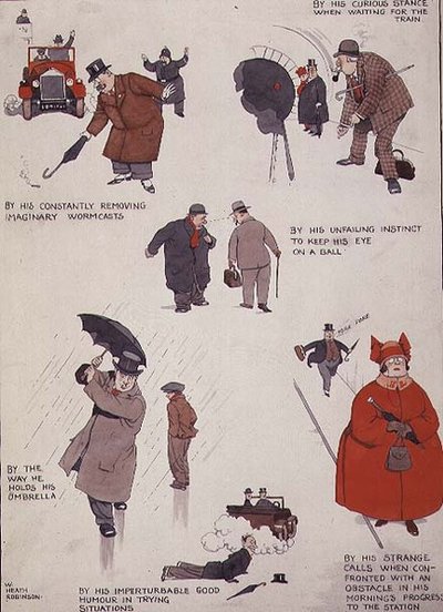 道行く一般人から真のゴルファーを見抜くには 作： William Heath Robinson