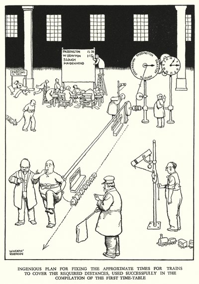 W・ヒース・ロビンソンによる「Railway Ribaldry」のイラスト（リトグラフ）。 作： William Heath Robinson