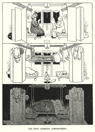 W・ヒース・ロビンソンによる「Railway Ribaldry」のイラスト（リトグラフ）。 作： William Heath Robinson