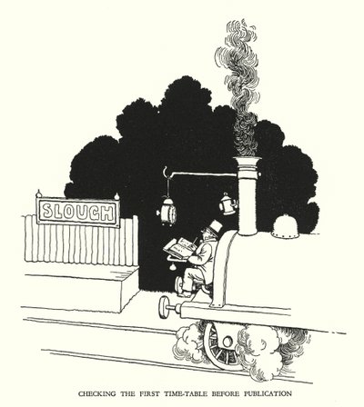 W・ヒース・ロビンソンによる「Railway Ribaldry」のイラスト（リトグラフ）。 作： William Heath Robinson