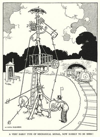 W・ヒース・ロビンソンによる「Railway Ribaldry」のイラスト（リトグラフ）。 作： William Heath Robinson