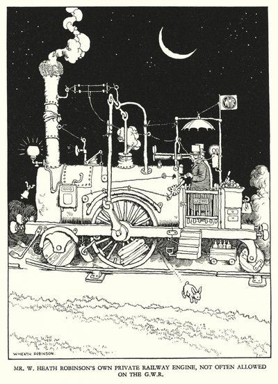 W・ヒース・ロビンソンによる「Railway Ribaldry」のイラスト（リトグラフ）。 作： William Heath Robinson