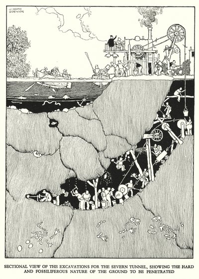 W・ヒース・ロビンソンによる「Railway Ribaldry」のイラスト（リトグラフ）。 作： William Heath Robinson