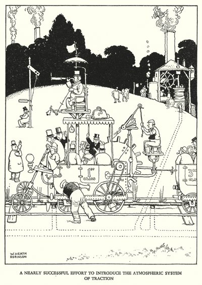 W・ヒース・ロビンソンによる「Railway Ribaldry」のイラスト（リトグラフ）。 作： William Heath Robinson