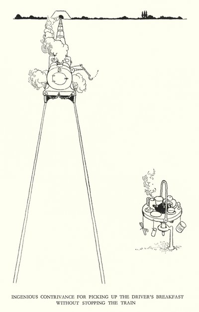 W・ヒース・ロビンソンによる「Railway Ribaldry」のイラスト（リトグラフ）。 作： William Heath Robinson