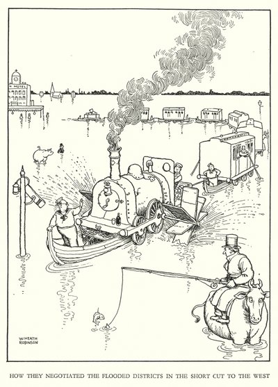 W・ヒース・ロビンソンによる「Railway Ribaldry」のイラスト（リトグラフ）。 作： William Heath Robinson