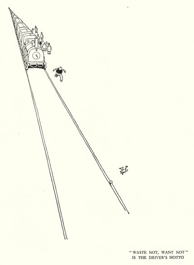 W・ヒース・ロビンソンによる「Railway Ribaldry」のイラスト（リトグラフ）。 作： William Heath Robinson