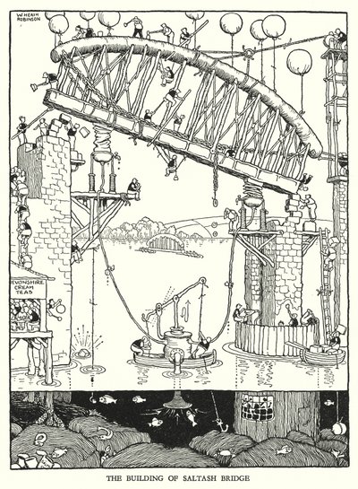 W・ヒース・ロビンソンによる「Railway Ribaldry」のイラスト（リトグラフ）。 作： William Heath Robinson