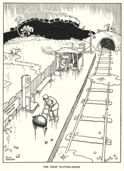 W・ヒース・ロビンソンによる「Railway Ribaldry」のイラスト（リトグラフ）。 作： William Heath Robinson