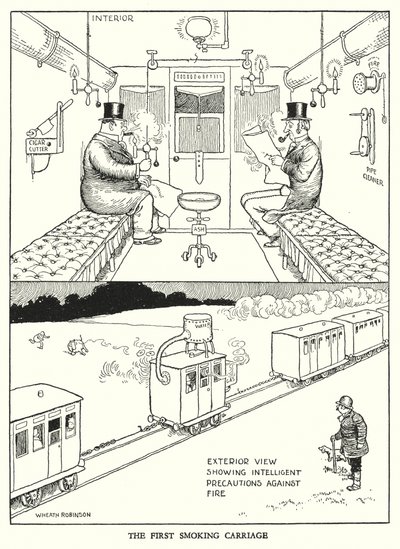 W・ヒース・ロビンソンによる「Railway Ribaldry」のイラスト（リトグラフ）。 作： William Heath Robinson