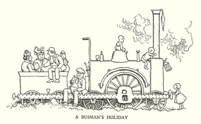 W・ヒース・ロビンソンによる「Railway Ribaldry」のイラスト（リトグラフ）。 作： William Heath Robinson