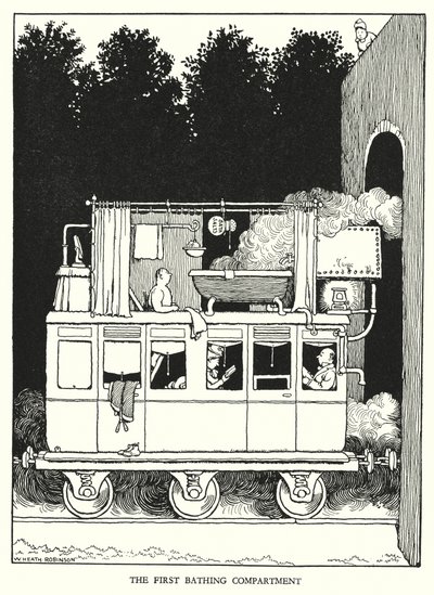 W・ヒース・ロビンソンによる「Railway Ribaldry」のイラスト（リトグラフ）。 作： William Heath Robinson
