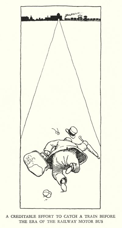 W・ヒース・ロビンソンによる「Railway Ribaldry」のイラスト（リトグラフ）。 作： William Heath Robinson