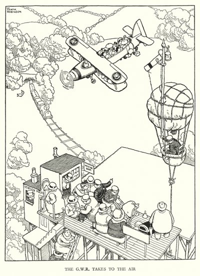 W・ヒース・ロビンソンによる「Railway Ribaldry」のイラスト（リトグラフ）。 作： William Heath Robinson