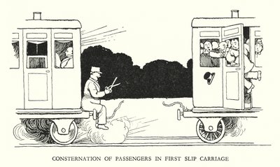 W・ヒース・ロビンソンによる「Railway Ribaldry」のイラスト（リトグラフ）。 作： William Heath Robinson