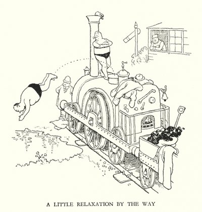 W・ヒース・ロビンソンによる「Railway Ribaldry」のイラスト（リトグラフ）。 作： William Heath Robinson