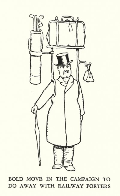 W・ヒース・ロビンソンによる「Railway Ribaldry」のイラスト（リトグラフ）。 作： William Heath Robinson