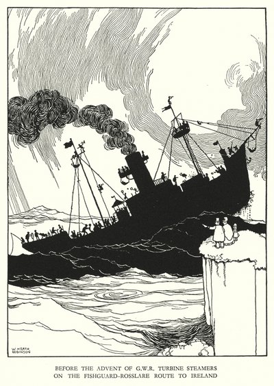 W・ヒース・ロビンソンによる「Railway Ribaldry」のイラスト（リトグラフ）。 作： William Heath Robinson