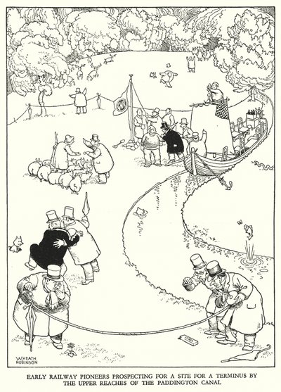 W・ヒース・ロビンソンによる「Railway Ribaldry」のイラスト（リトグラフ）。 作： William Heath Robinson