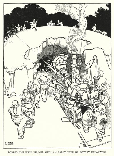 W・ヒース・ロビンソンによる「Railway Ribaldry」のイラスト（リトグラフ）。 作： William Heath Robinson