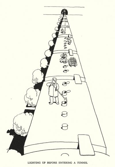 W・ヒース・ロビンソンによる「Railway Ribaldry」のイラスト（リトグラフ）。 作： William Heath Robinson