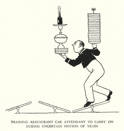 W・ヒース・ロビンソンによる「Railway Ribaldry」のイラスト（リトグラフ）。 作： William Heath Robinson