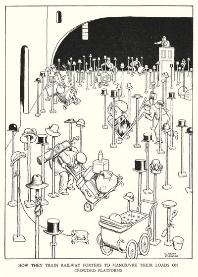 W・ヒース・ロビンソンによる「Railway Ribaldry」のイラスト（リトグラフ）。 作： William Heath Robinson