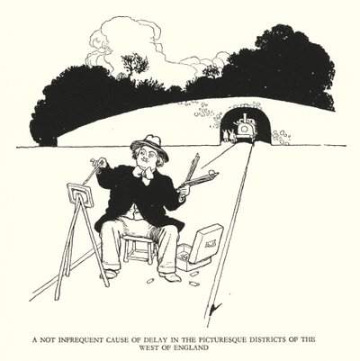 W・ヒース・ロビンソンによる「Railway Ribaldry」のイラスト（リトグラフ）。 作： William Heath Robinson