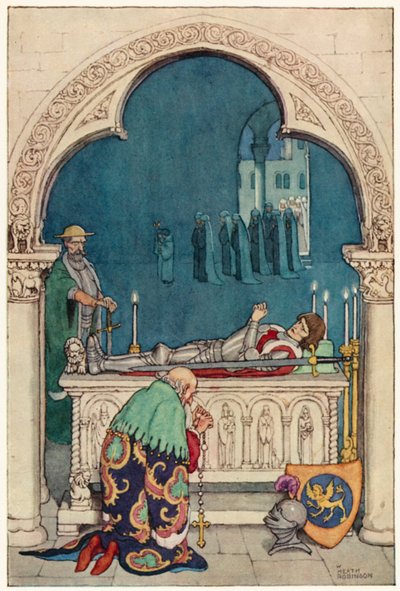 ドン・キホーテの冒険」のイラスト（カラーリトグラフ 作： William Heath Robinson