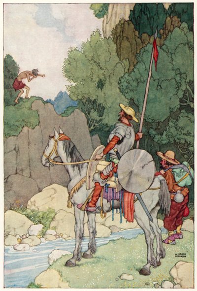 ドン・キホーテの冒険」のイラスト（カラーリトグラフ 作： William Heath Robinson