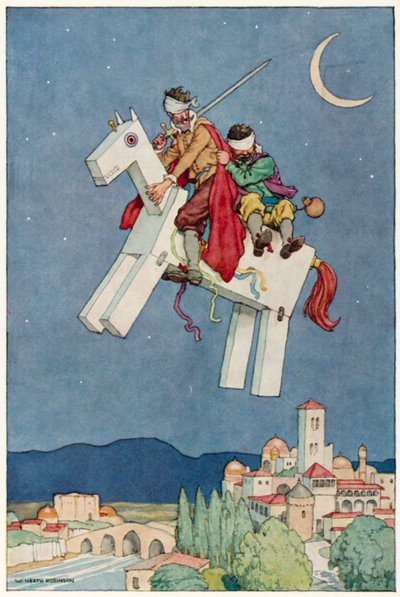 ドン・キホーテの冒険」のイラスト（カラーリトグラフ 作： William Heath Robinson