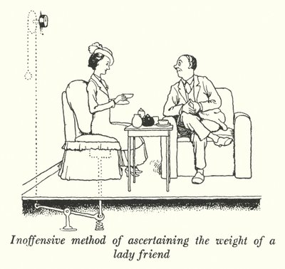 女友達の体重を知るための内緒の方法（リトグラフ 作： William Heath Robinson
