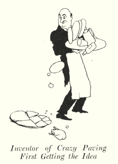 クレイジーペイビングの発明者、最初のアイデアを得る（リトグラフ 作： William Heath Robinson