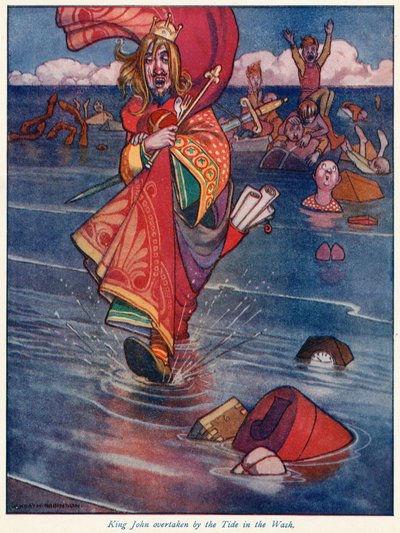 ジョン王はウォッシュでタイドに追い抜かれました 作： William Heath Robinson