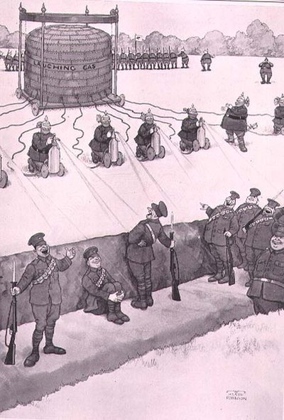 笑気ガス攻撃（"Some Frightful War Pictures "より 作： William Heath Robinson