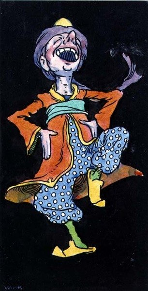 トルコの衣装を着て笑う男（水彩・紙） 作： William Heath Robinson
