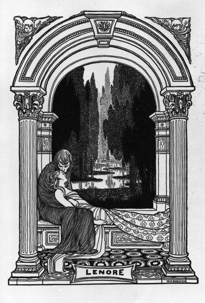 レノア、「エドガーアランポーの詩」、1900年 作： William Heath Robinson